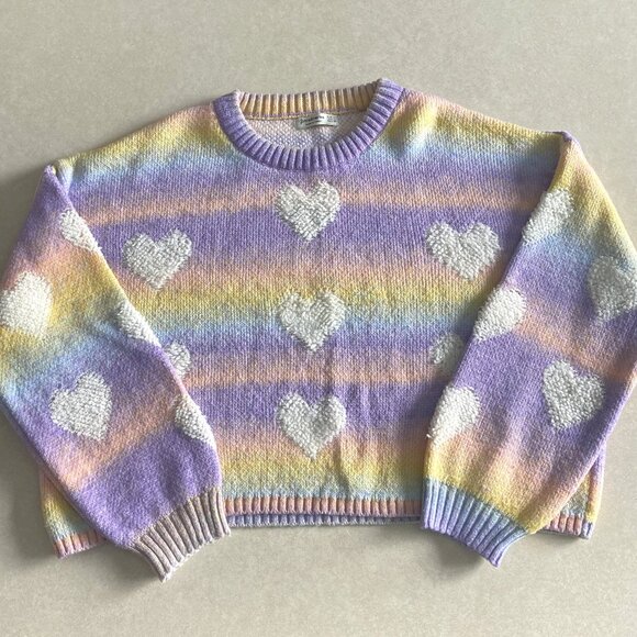 Stradivarius Heart Detail Pattern Rainbow Sweater ASO Enid Sinclair - Picture 2 of 8